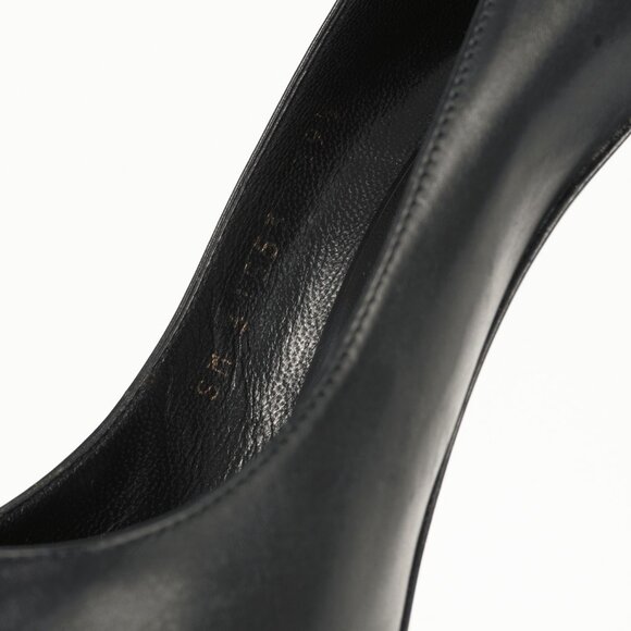 Saint Laurent Black Leather Pointed-Toe Pumps - Picture 9 of 9